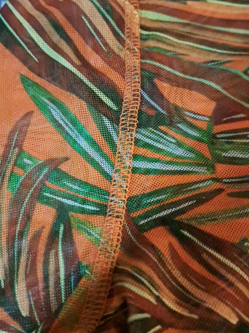 Karen Kane Orange Tropical Leaf Short Sleeve Tee - Picture 8 of 9